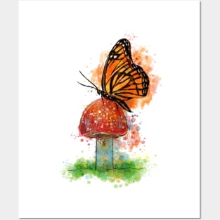 Butterfly and Mushroom Posters and Art